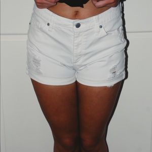 White Ripped Jean Shorts